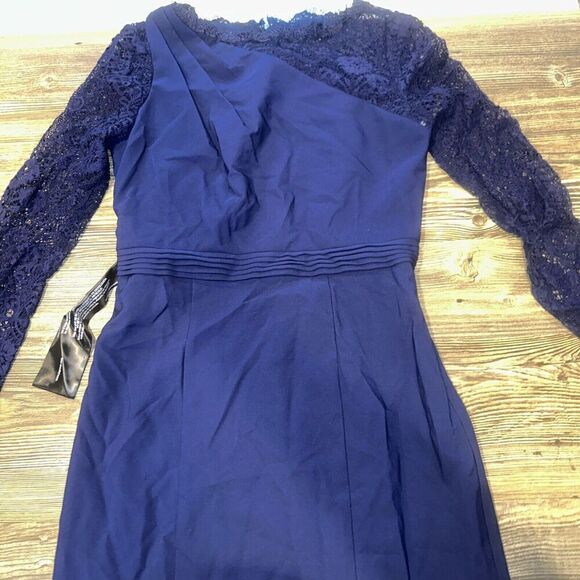 JS Collections Navy Blue Long Sleeve Floral Maxi Dress Classy Fitted Size 2. 14 - Picture 1 of 10